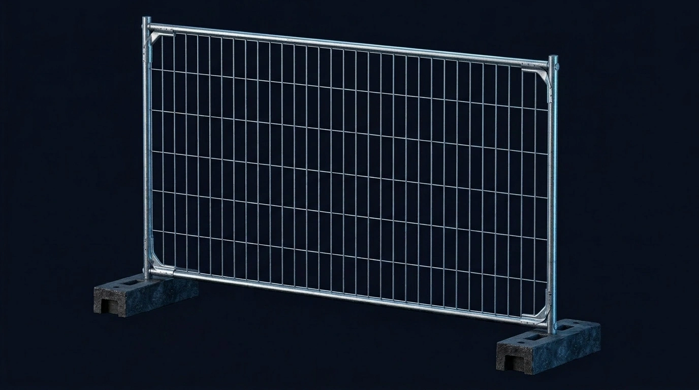 Bauzaun Komplettset verzinkt 3,45m x 2,00m mit zwei Betonfüßen und Schelle